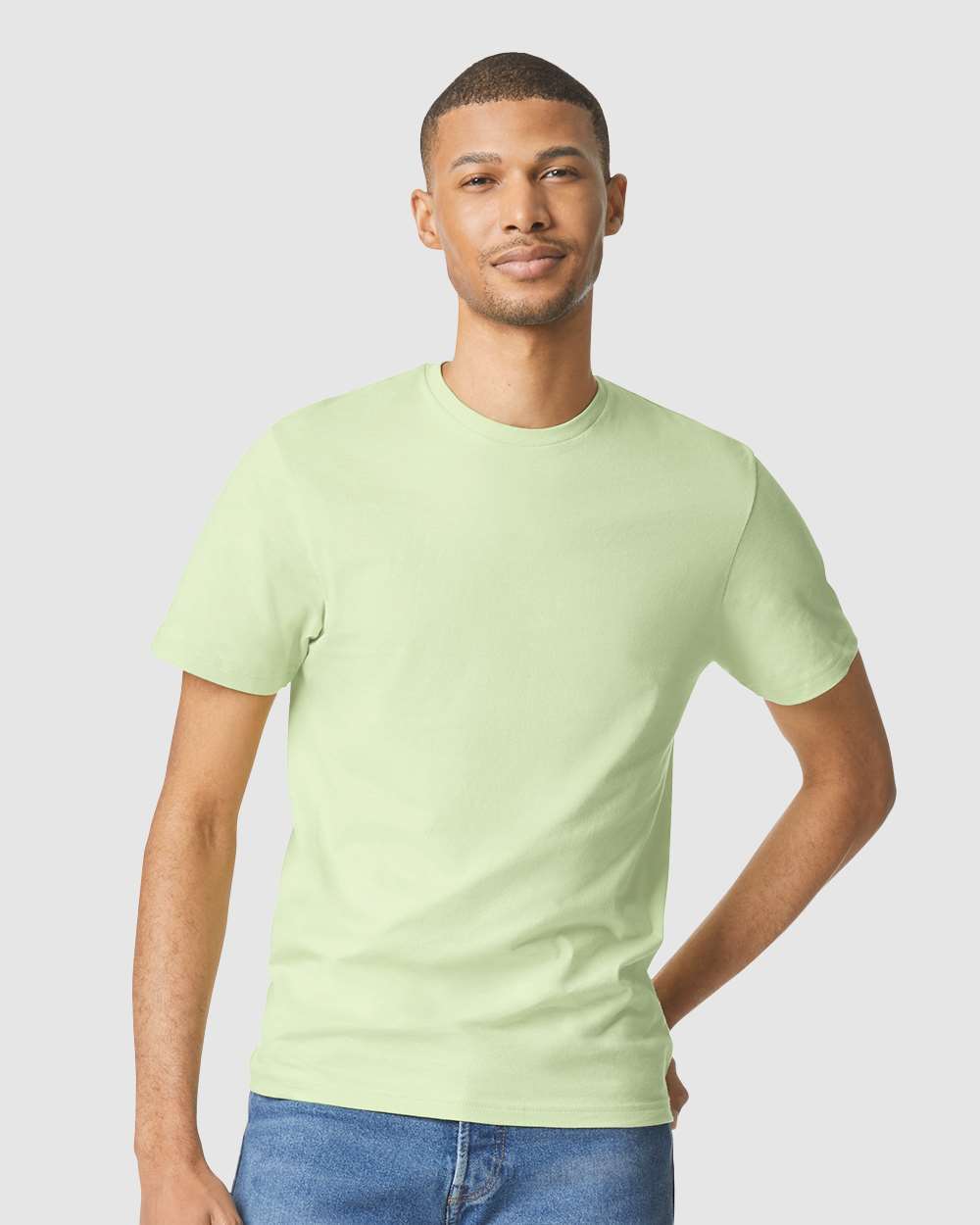 Men's Softstyle® T-Shirt - OnModelFront - B00660923 - Pistachio