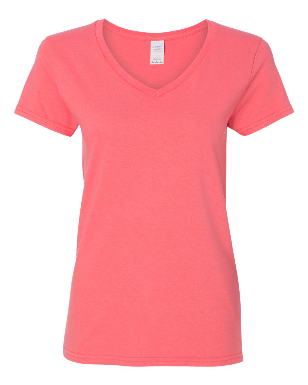 Women's Heavy Cotton™ V-Neck T-Shirt - Front - B11760083 - Coral Silk