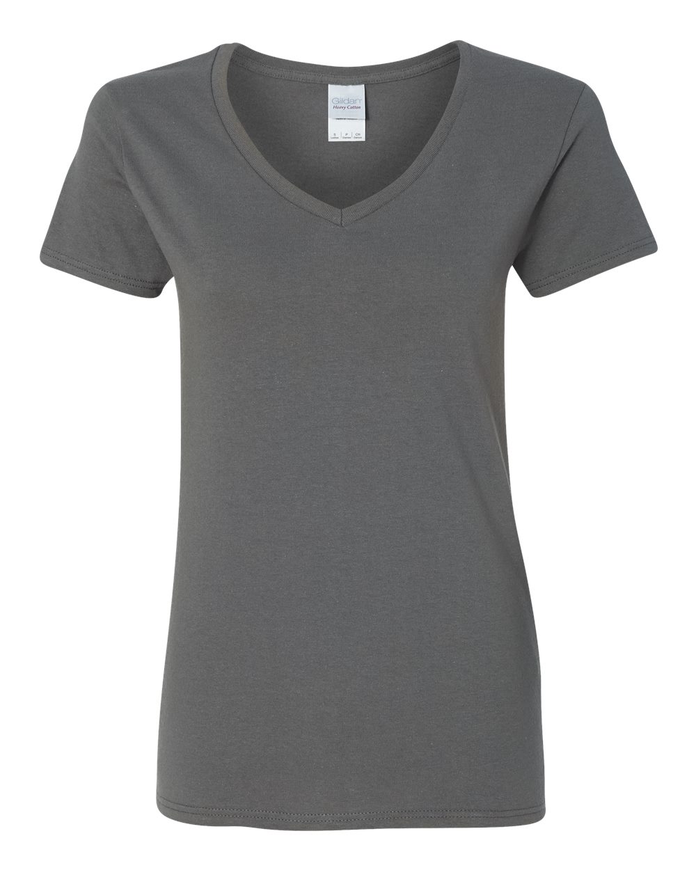 Women's Heavy Cotton™ V-Neck T-Shirt - Front - B11760093 - Charcoal
