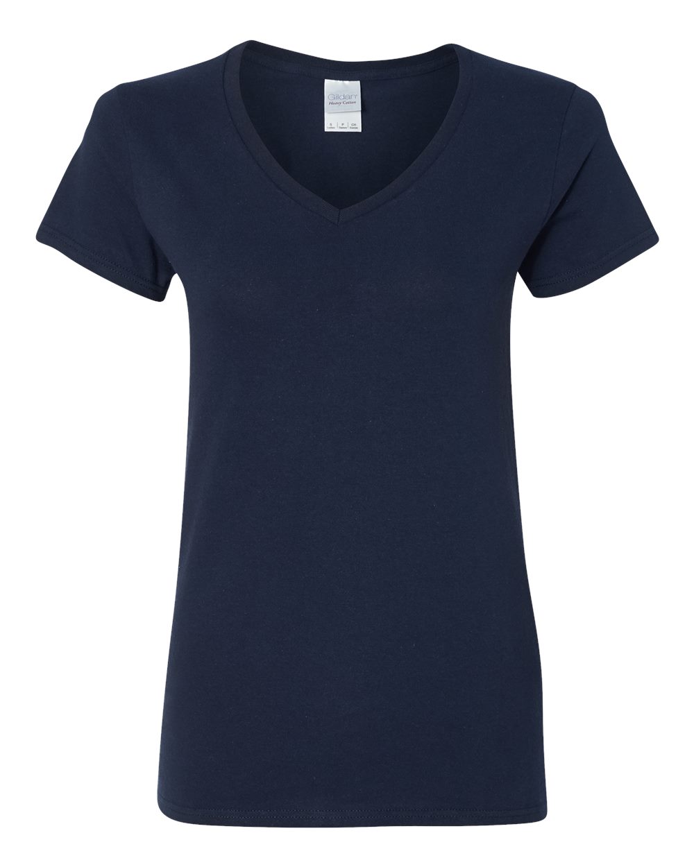 Women's Heavy Cotton™ V-Neck T-Shirt - Front - B11760653 - Navy