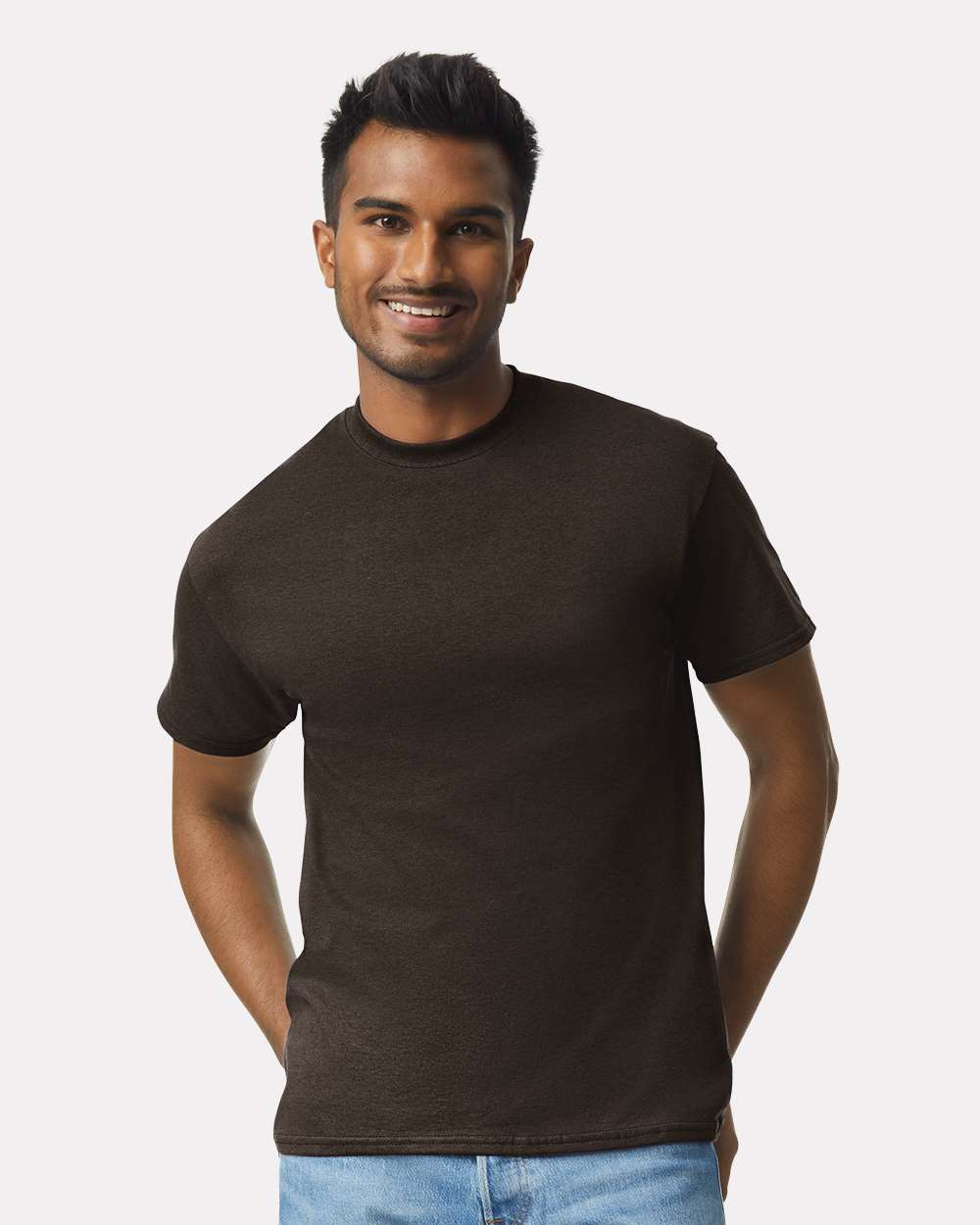 Men's Ultra Cotton® T-Shirt - OnModelFront - B00760053 - Dark Chocolate