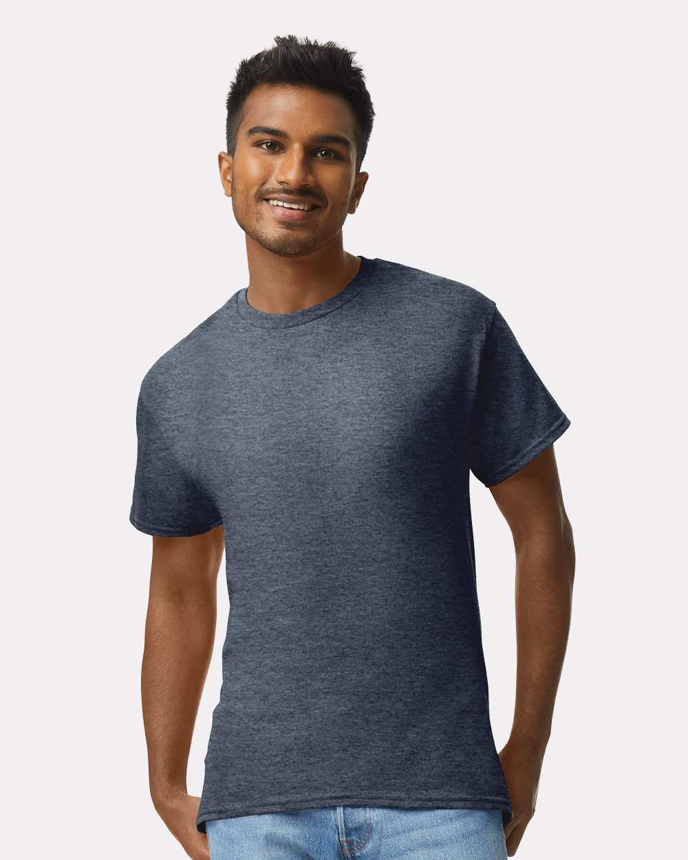 Men's Ultra Cotton® T-Shirt - OnModelFront - B00760613 - Heather Navy