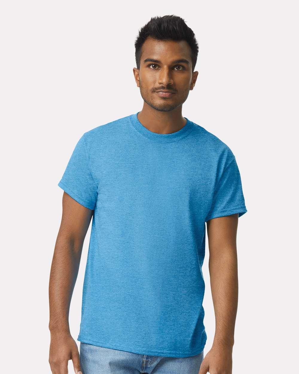 Men's Ultra Cotton® T-Shirt - OnModelFront - B00760723 - Heather Sapphire