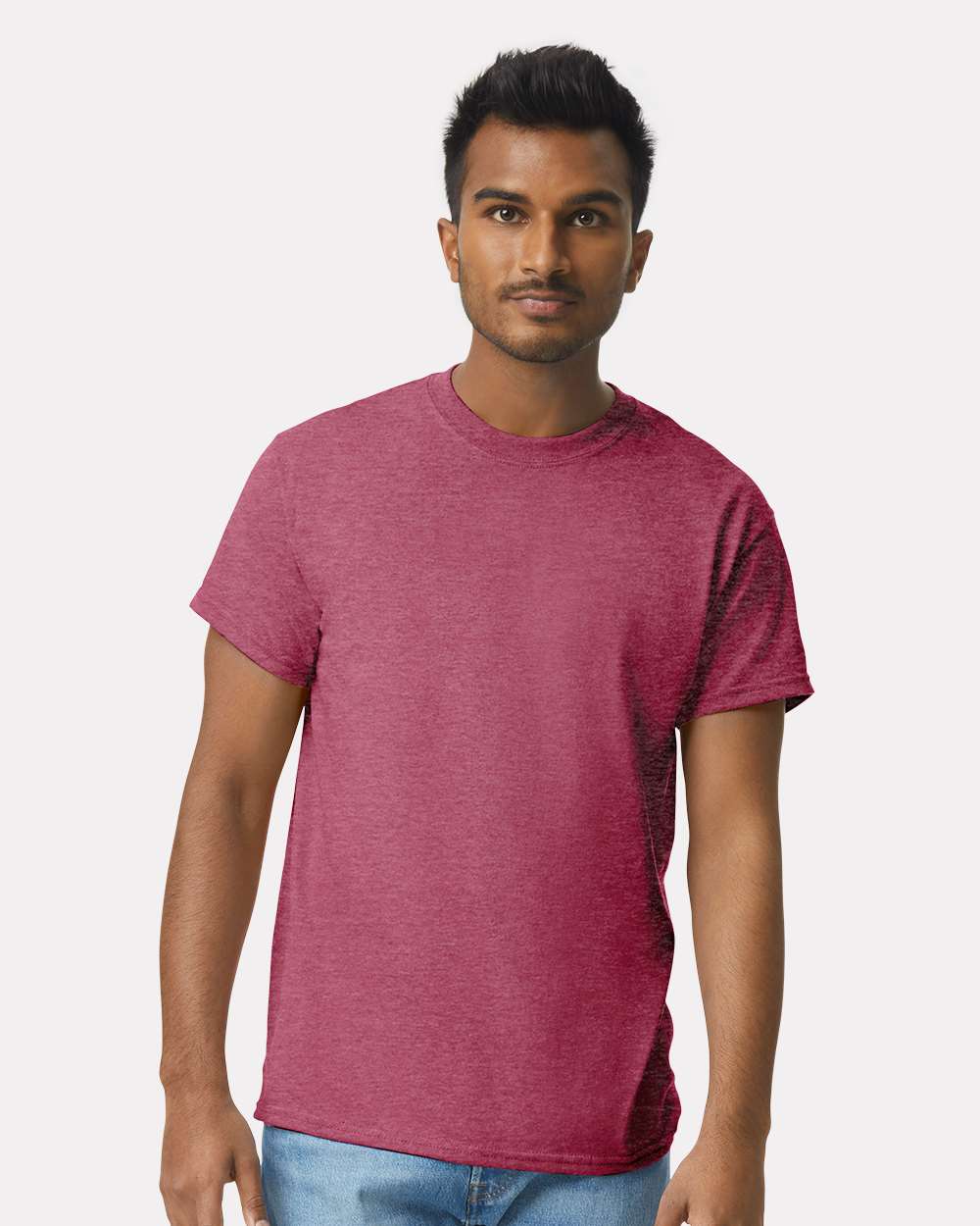 Men's Ultra Cotton® T-Shirt - OnModelFront - B00760963 - Heather Cardinal