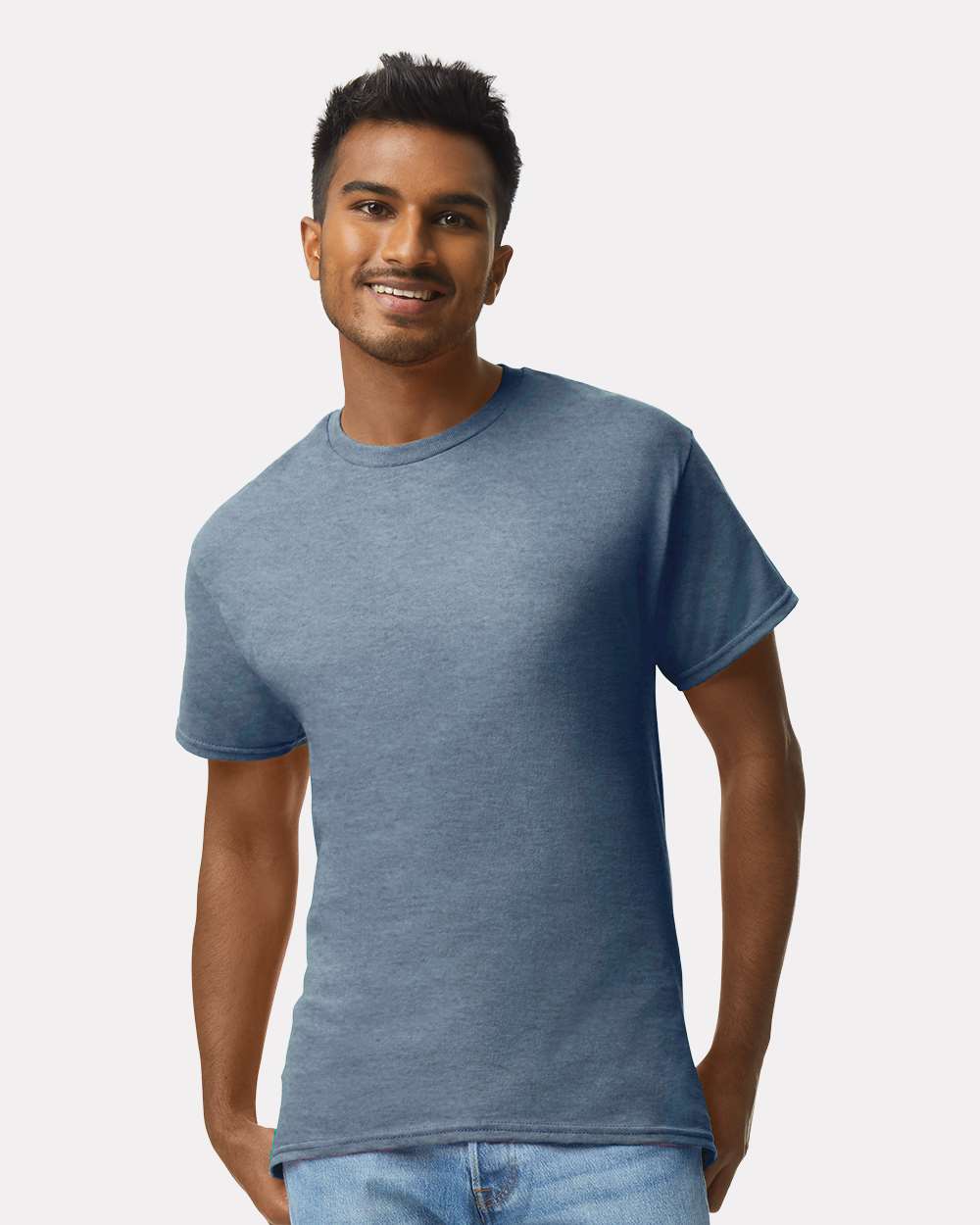 Men's Ultra Cotton® T-Shirt - OnModelFront - B00760973 - Heather Indigo