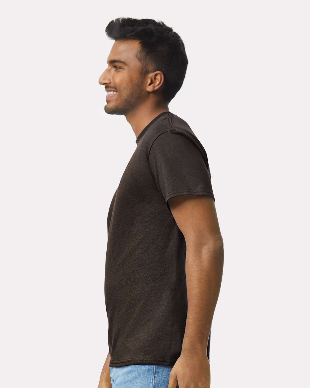 Men's Ultra Cotton® T-Shirt - OnModelSide - B00760053 - Dark Chocolate