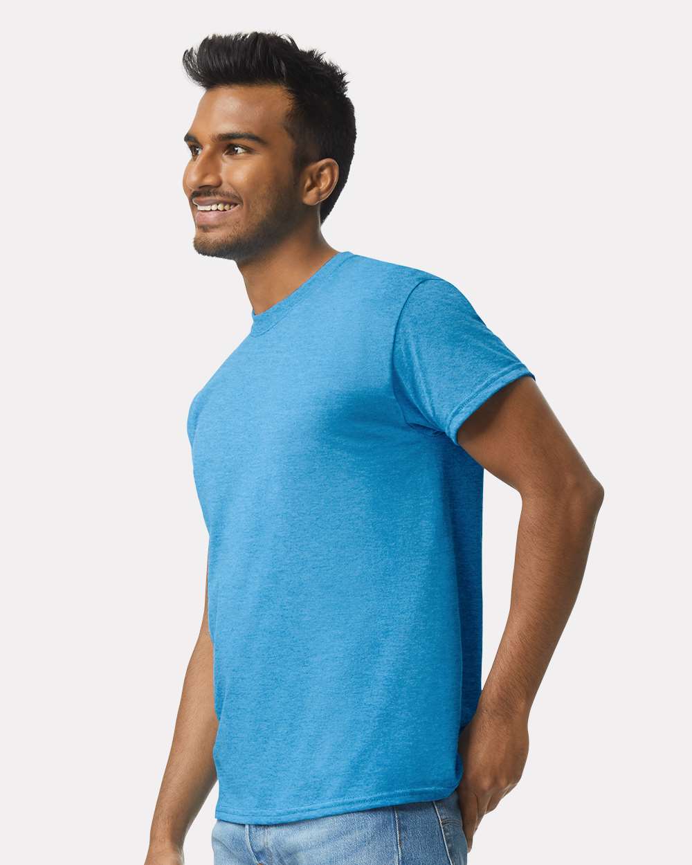Men's Ultra Cotton® T-Shirt - OnModelSide - B00760723 - Heather Sapphire