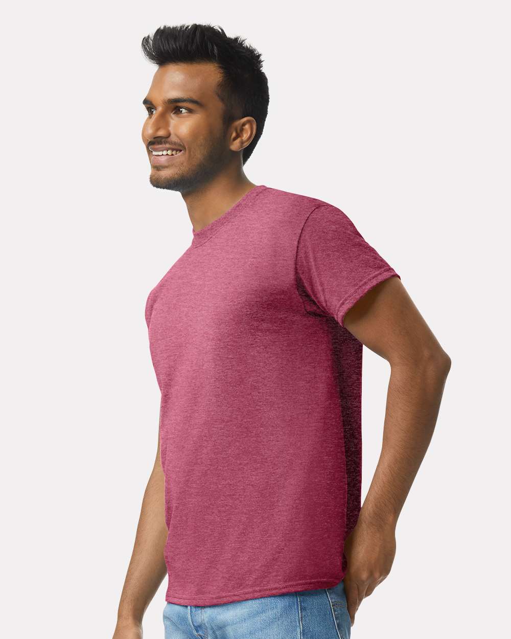 Men's Ultra Cotton® T-Shirt - OnModelSide - B00760963 - Heather Cardinal