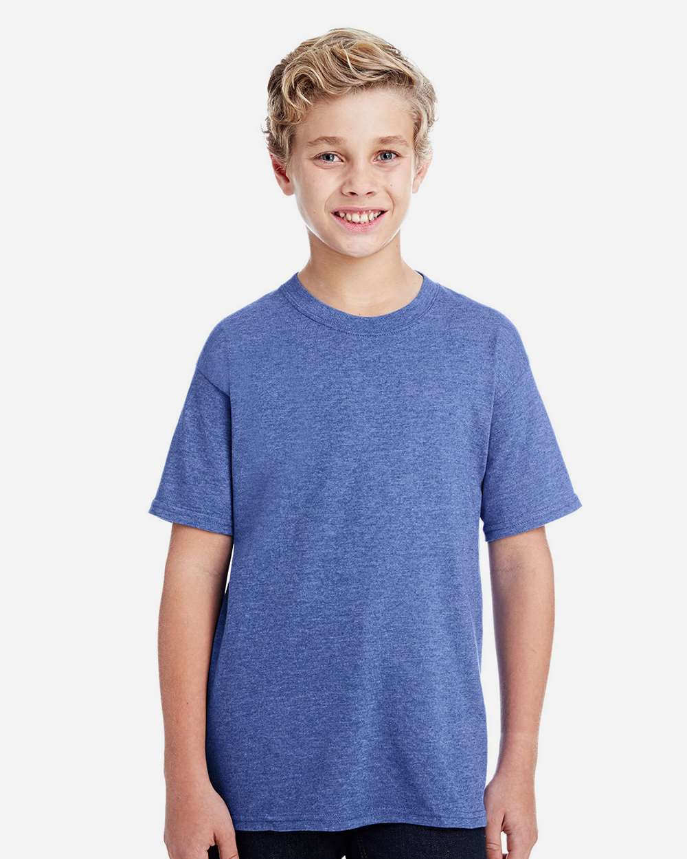 Youth DryBlend® T-Shirt - OnModelFront - B30560912 - Heather Deep Royal