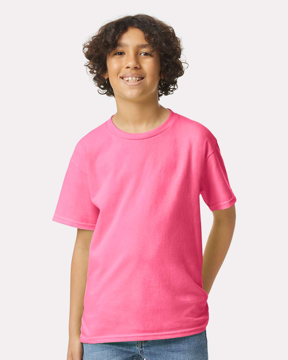 Youth Ultra Cotton® T-Shirt - OnModelFront - B31660142 - Safety Pink