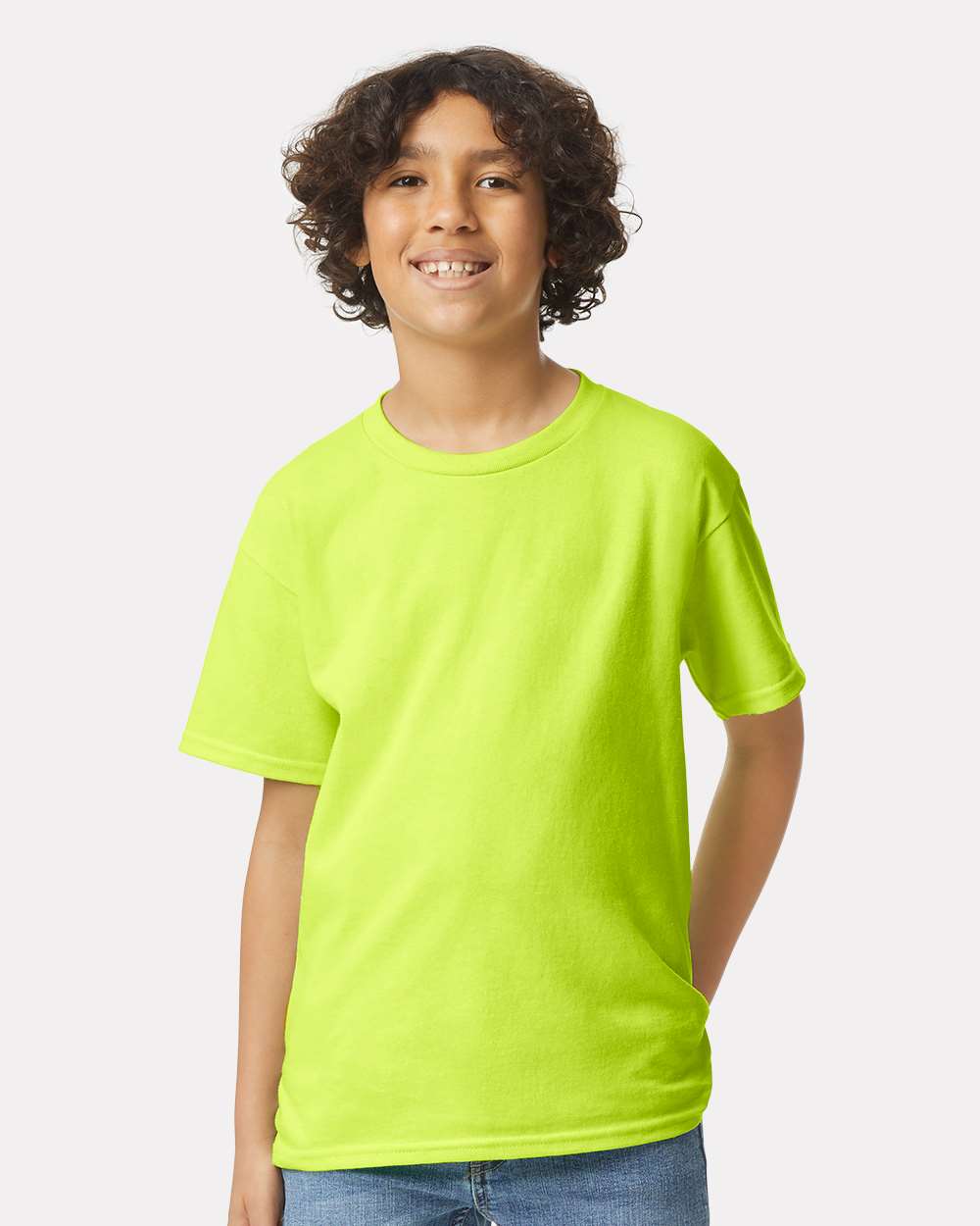 Youth Ultra Cotton® T-Shirt - OnModelFront - B31660162 - Safety Green