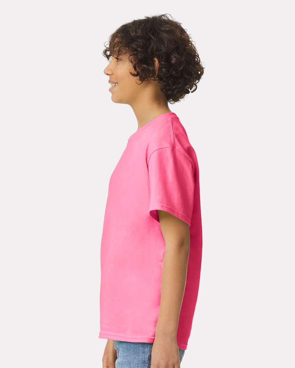 Youth Ultra Cotton® T-Shirt - OnModelSide - B31660142 - Safety Pink