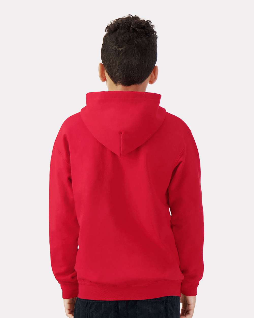 Youth Heavy Blend™ Full-Zip Hooded Sweatshirt - OnModelBack - B32360702 - Red