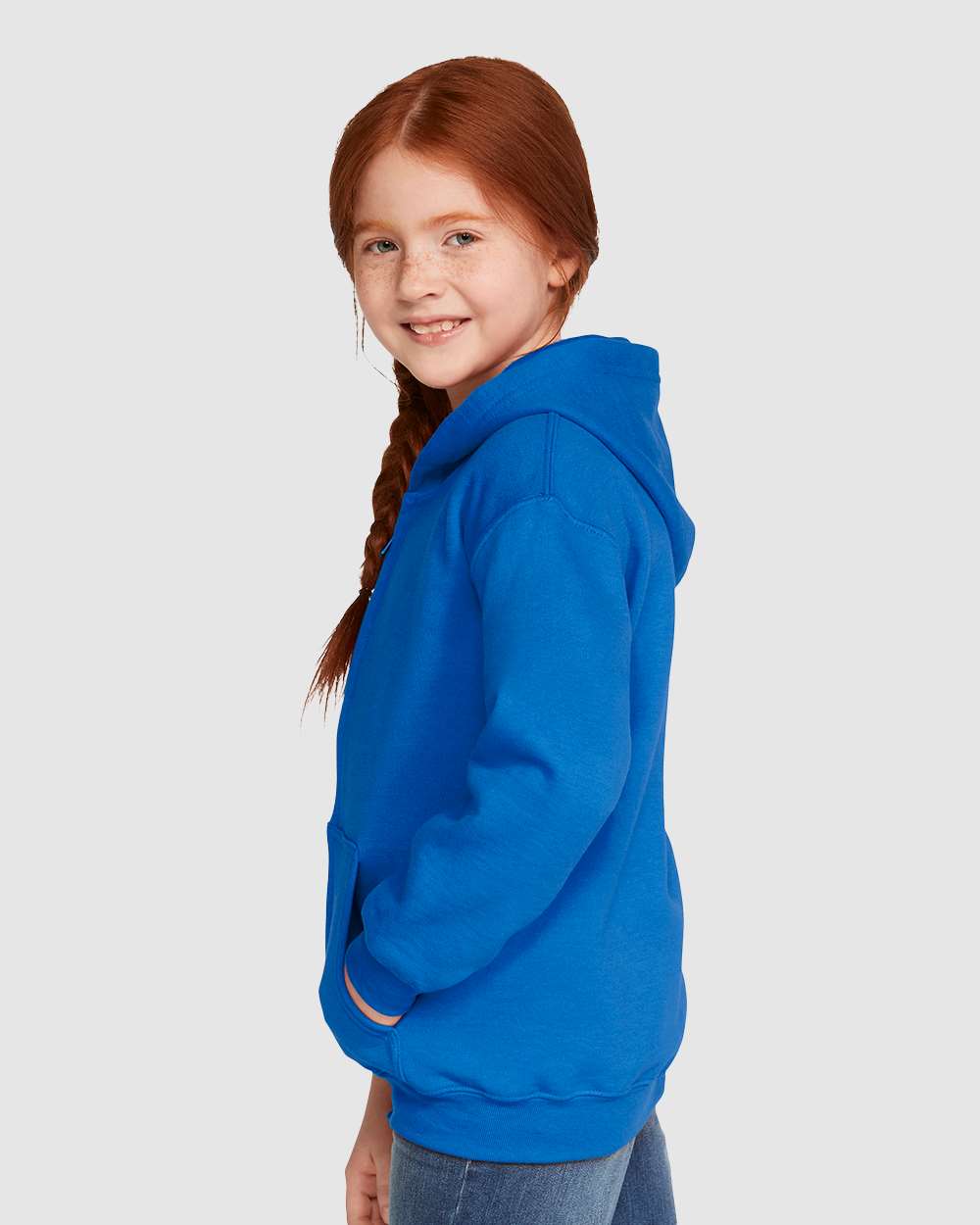 Youth Heavy Blend™ Full-Zip Hooded Sweatshirt - OnModelSide - B32360752 - Royal
