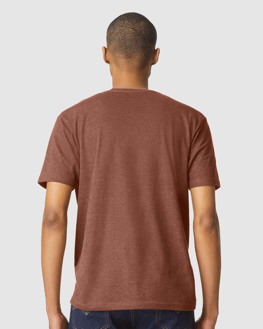 Men's Softstyle® CVC T-Shirt - OnModelBack - B00260423 - Cocoa Mist