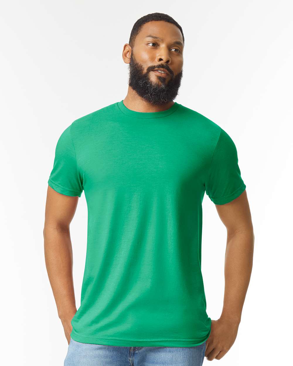 Men's Softstyle® CVC T-Shirt - OnModelFront - B00260193 - Kelly Mist