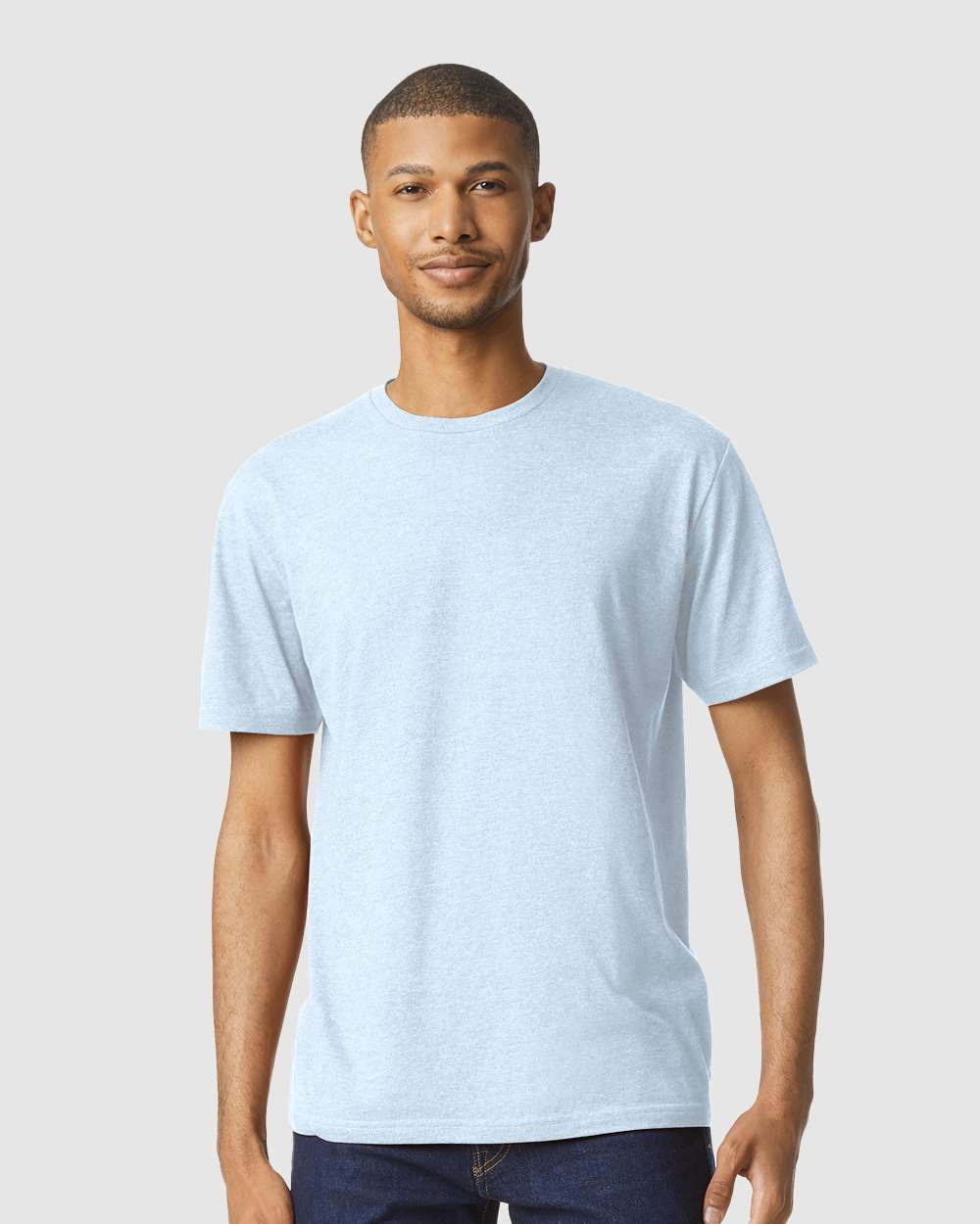 Men's Softstyle® CVC T-Shirt - OnModelFront - B00260443 - Light Blue Mist