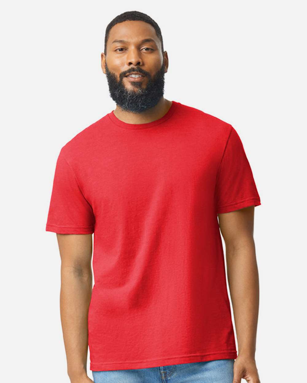 Men's Softstyle® CVC T-Shirt - OnModelFront - B00260703 - Red Mist