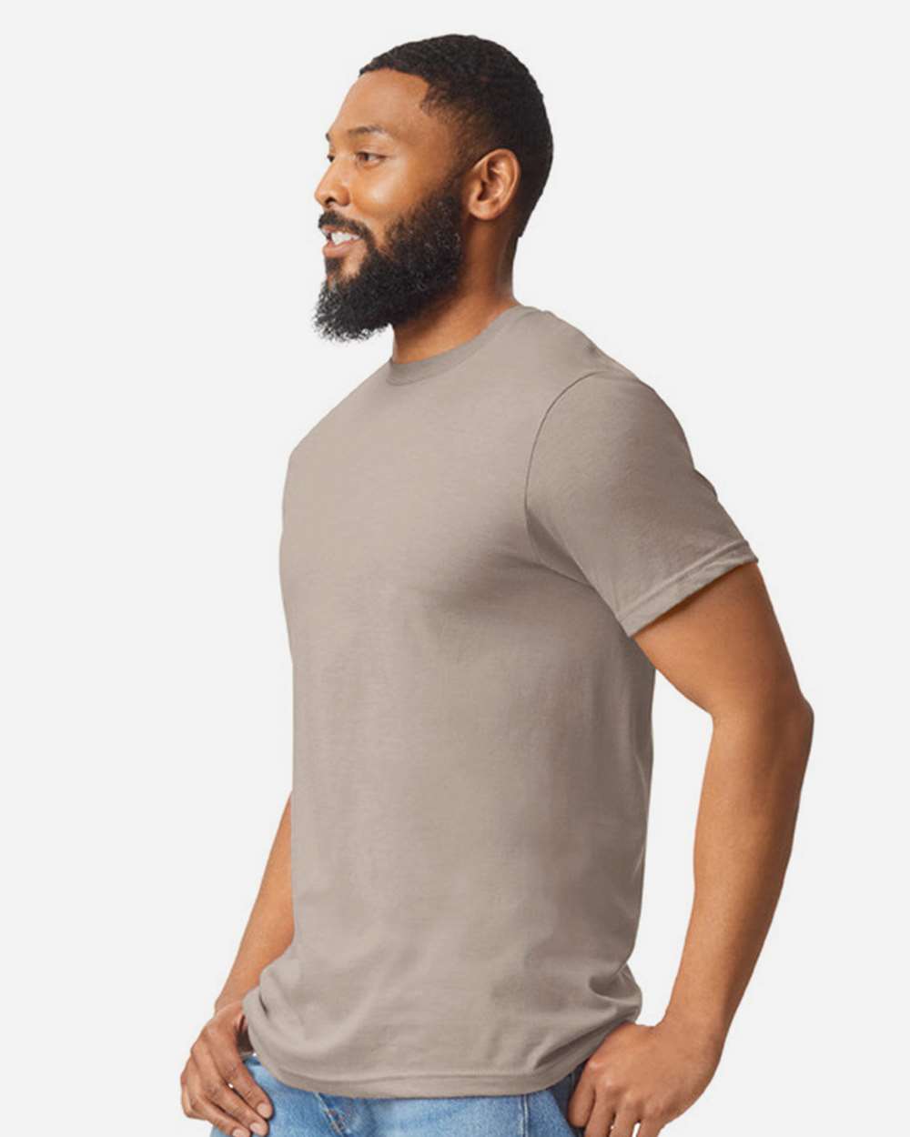 Men's Softstyle® CVC T-Shirt - OnModelSide - B00260093 - Slate