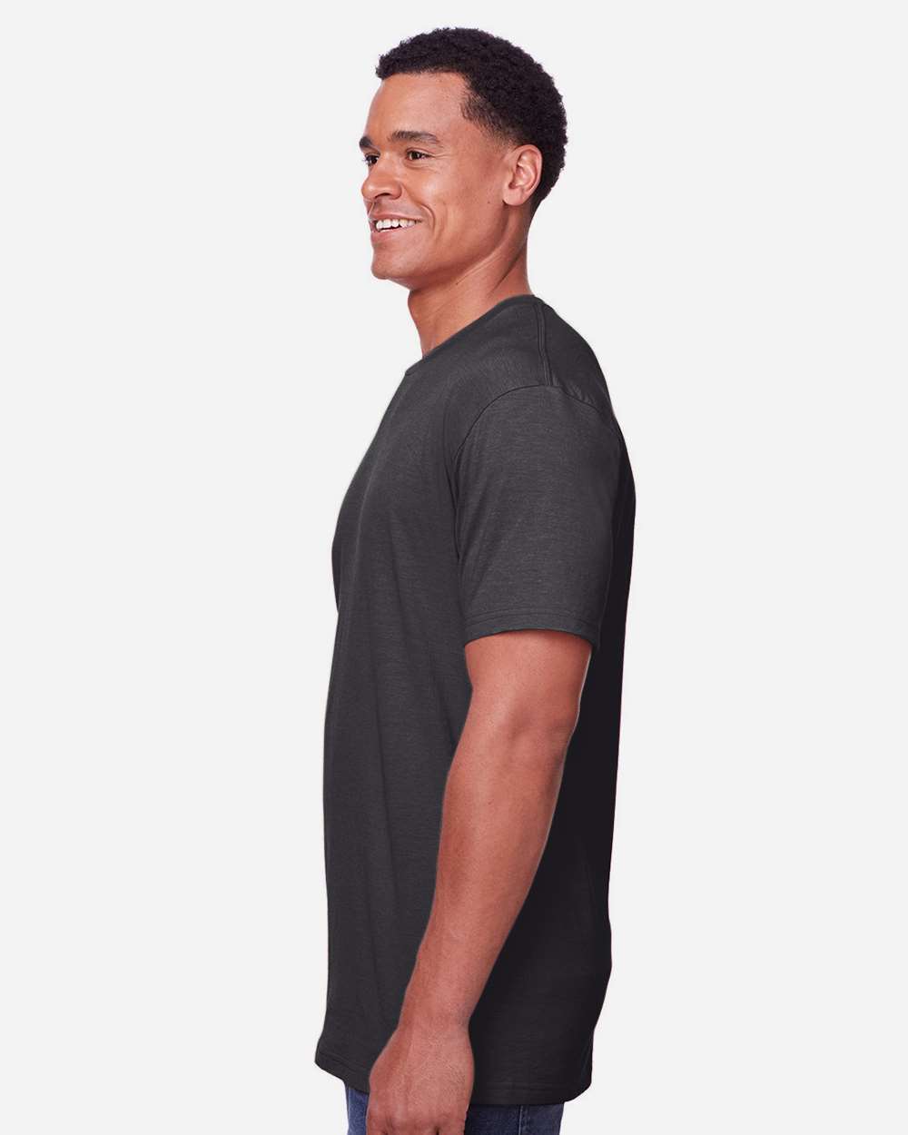 Men's Softstyle® CVC T-Shirt - OnModelSide - B00260113 - Pitch Black Mist