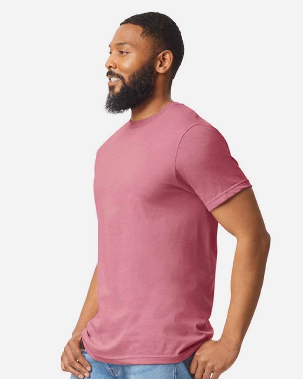 Men's Softstyle® CVC T-Shirt - OnModelSide - B00260123 - Plumrose