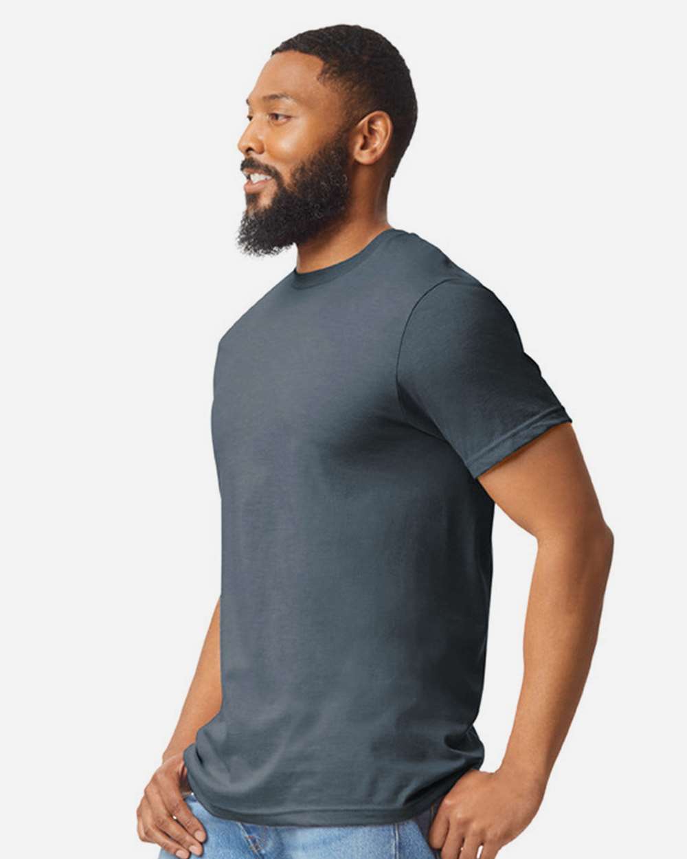 Men's Softstyle® CVC T-Shirt - OnModelSide - B00260133 - Steel Blue