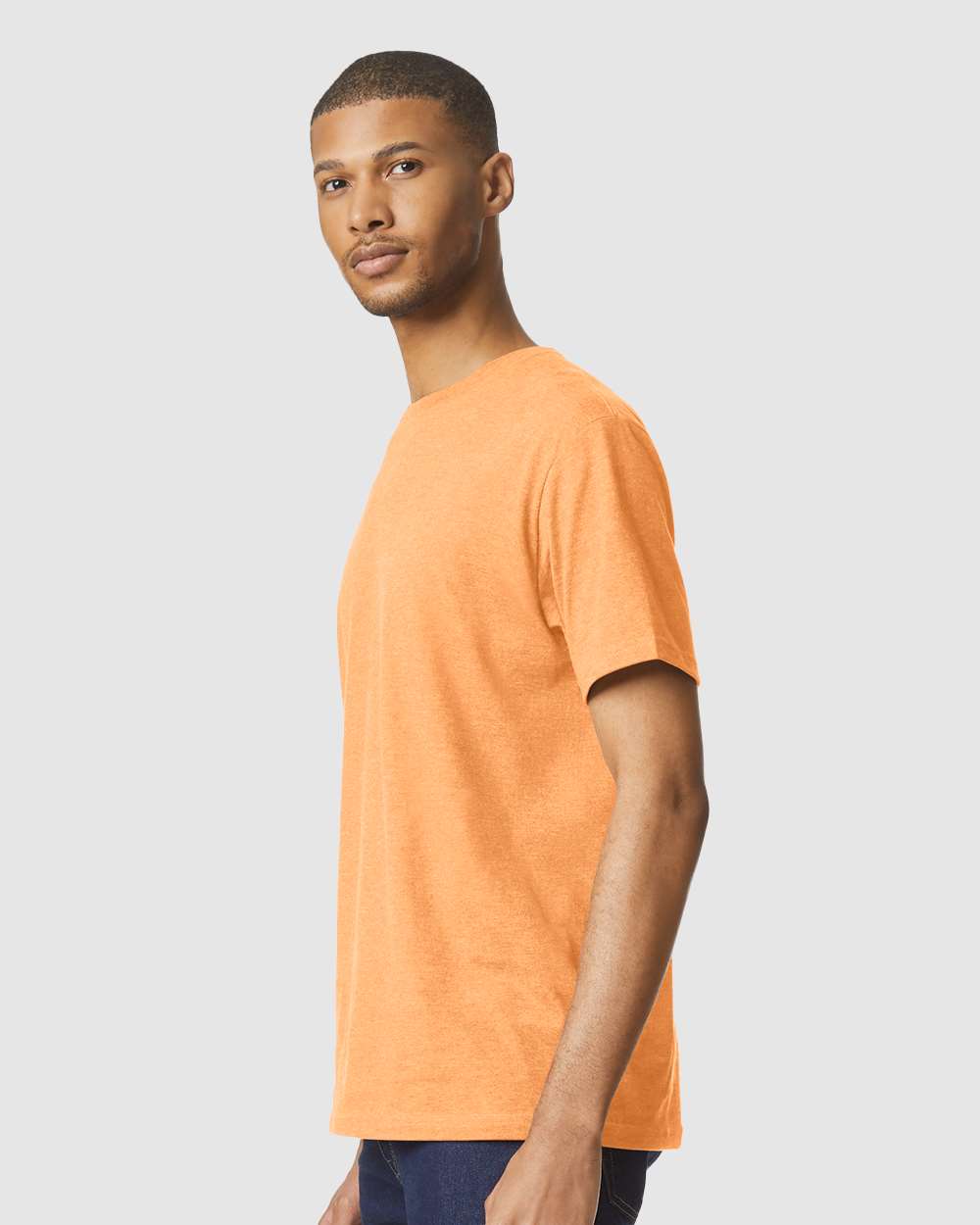 Men's Softstyle® CVC T-Shirt - OnModelSide - B00260413 - Tangerine Mist