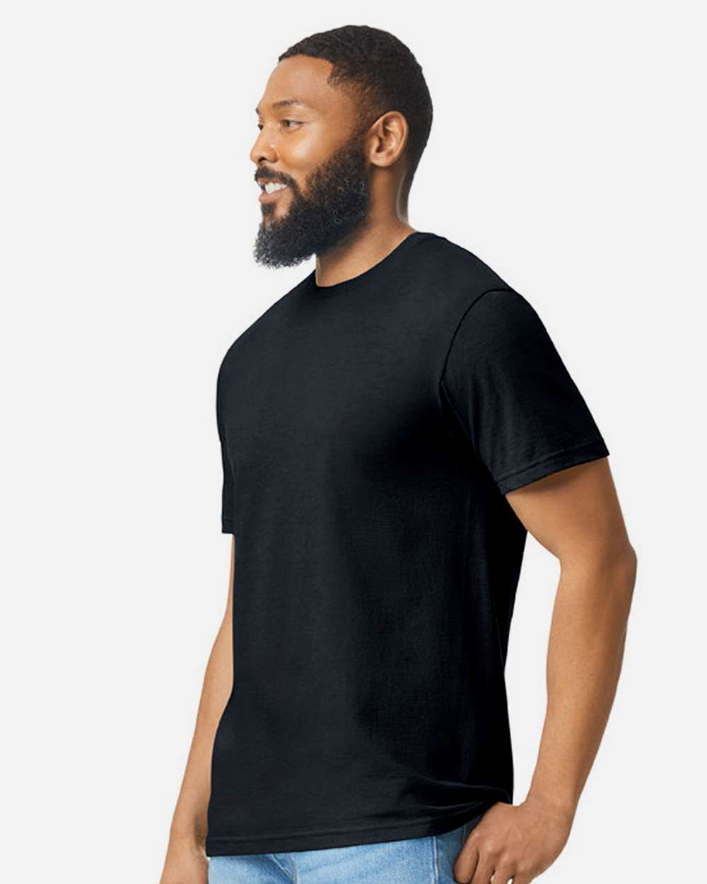 Men's Softstyle® CVC T-Shirt - OnModelSide - B00260502 - Pitch Black