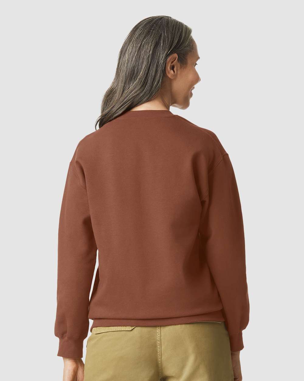 Unisex Softstyle® Midweight Crewneck Sweatshirt - OnModelBack - B24060603 - Cocoa