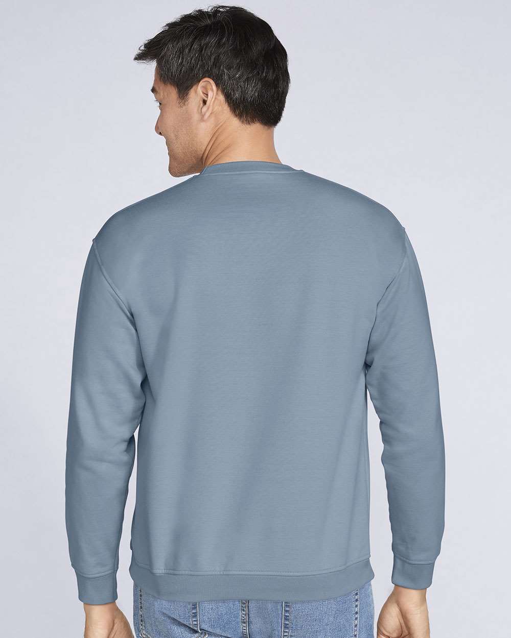 Unisex Softstyle® Midweight Crewneck Sweatshirt - OnModelBack - B24060703 - Stone Blue