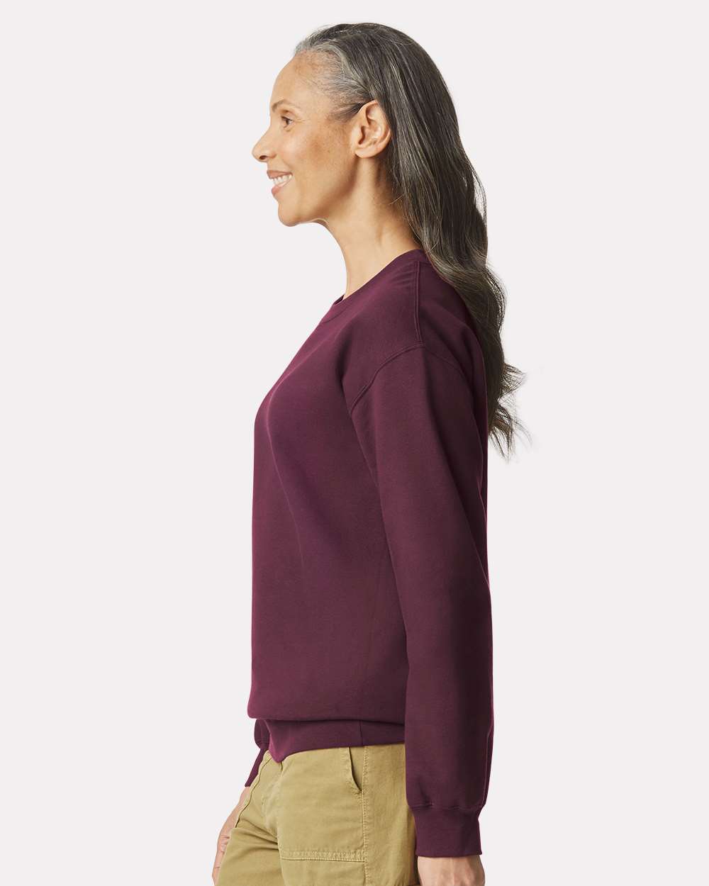 Unisex Softstyle® Midweight Crewneck Sweatshirt - OnModelSide - B24060403 - Maroon
