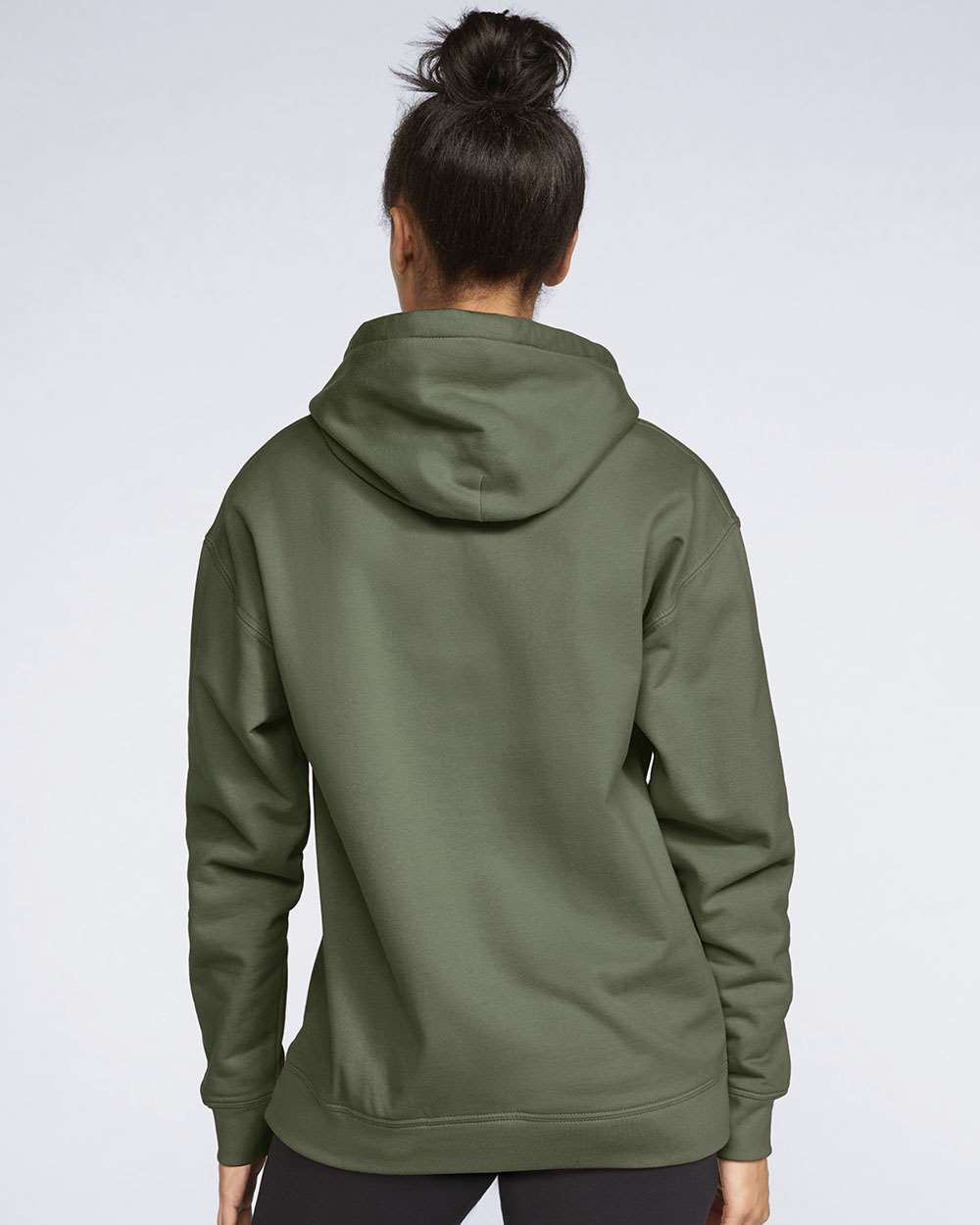 Unisex Softstyle® Midweight Hooded Sweatshirt - OnModelBack - B24160063 - Military Green