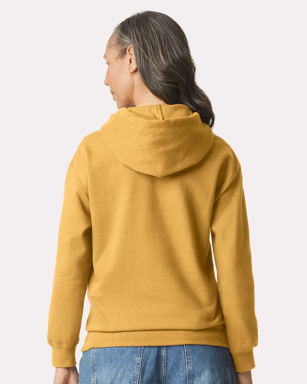 Unisex Softstyle® Midweight Hooded Sweatshirt - OnModelBack - B24160133 - Mustard