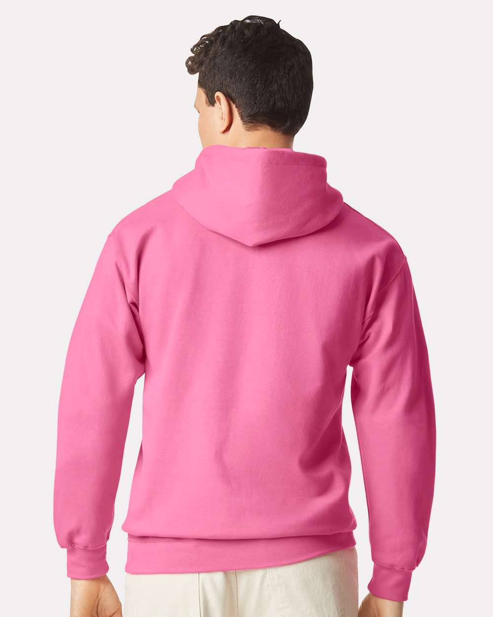 Unisex Softstyle® Midweight Hooded Sweatshirt - OnModelBack - B24160313 - Pink Lemonade