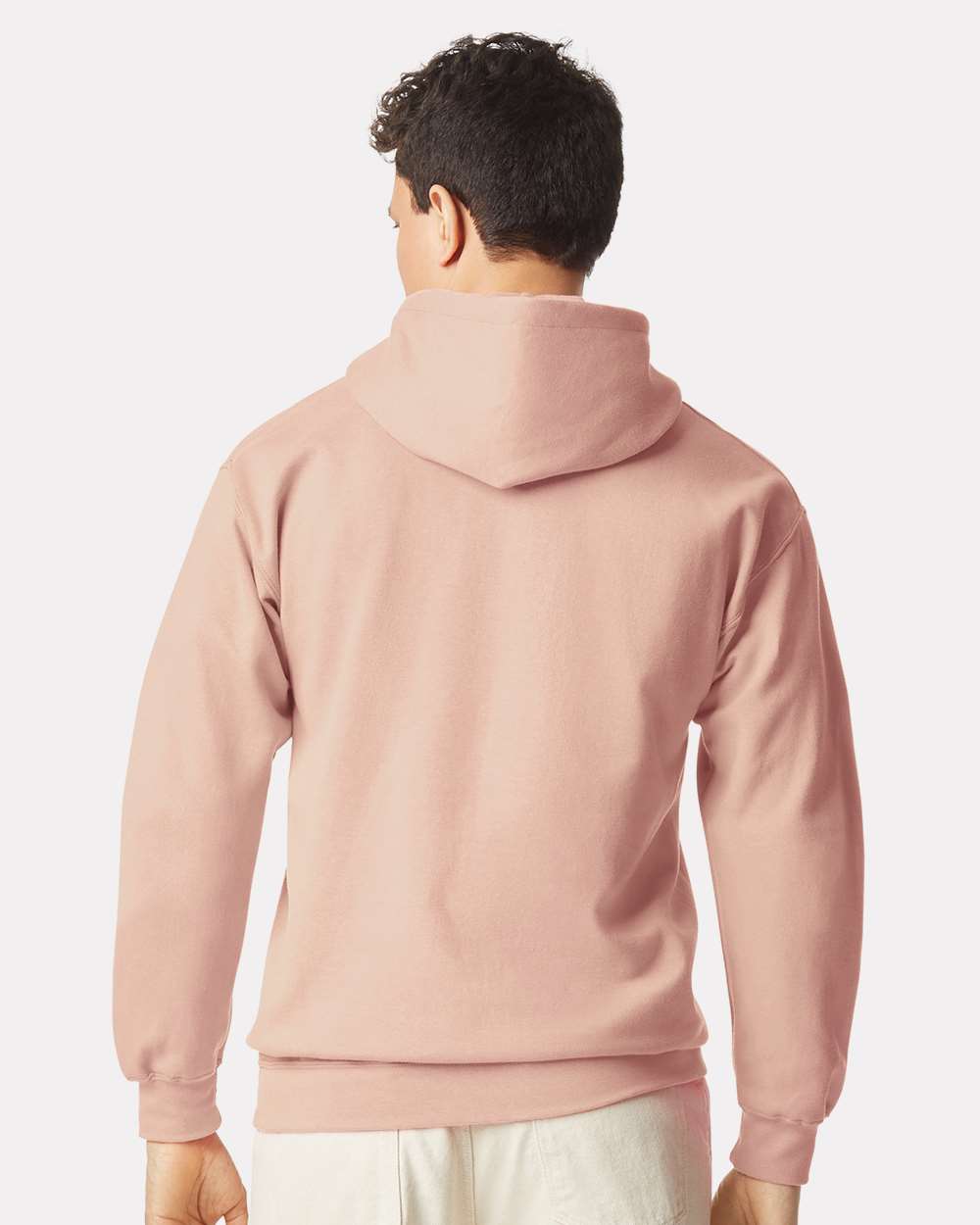 Unisex Softstyle® Midweight Hooded Sweatshirt - OnModelBack - B24160323 - Dusty Rose