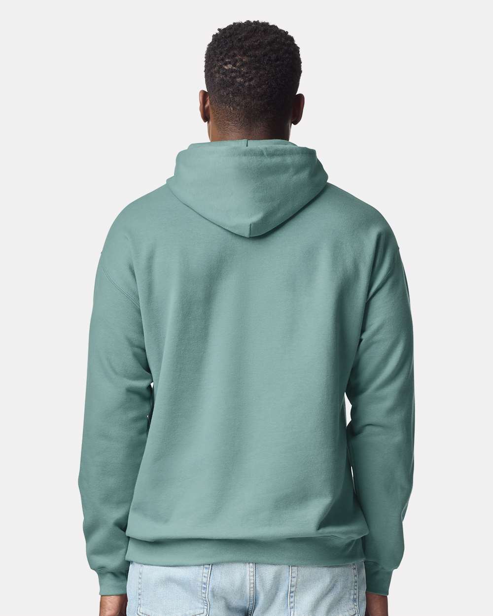 Unisex Softstyle® Midweight Hooded Sweatshirt - OnModelBack - B24160443 - Aquatic