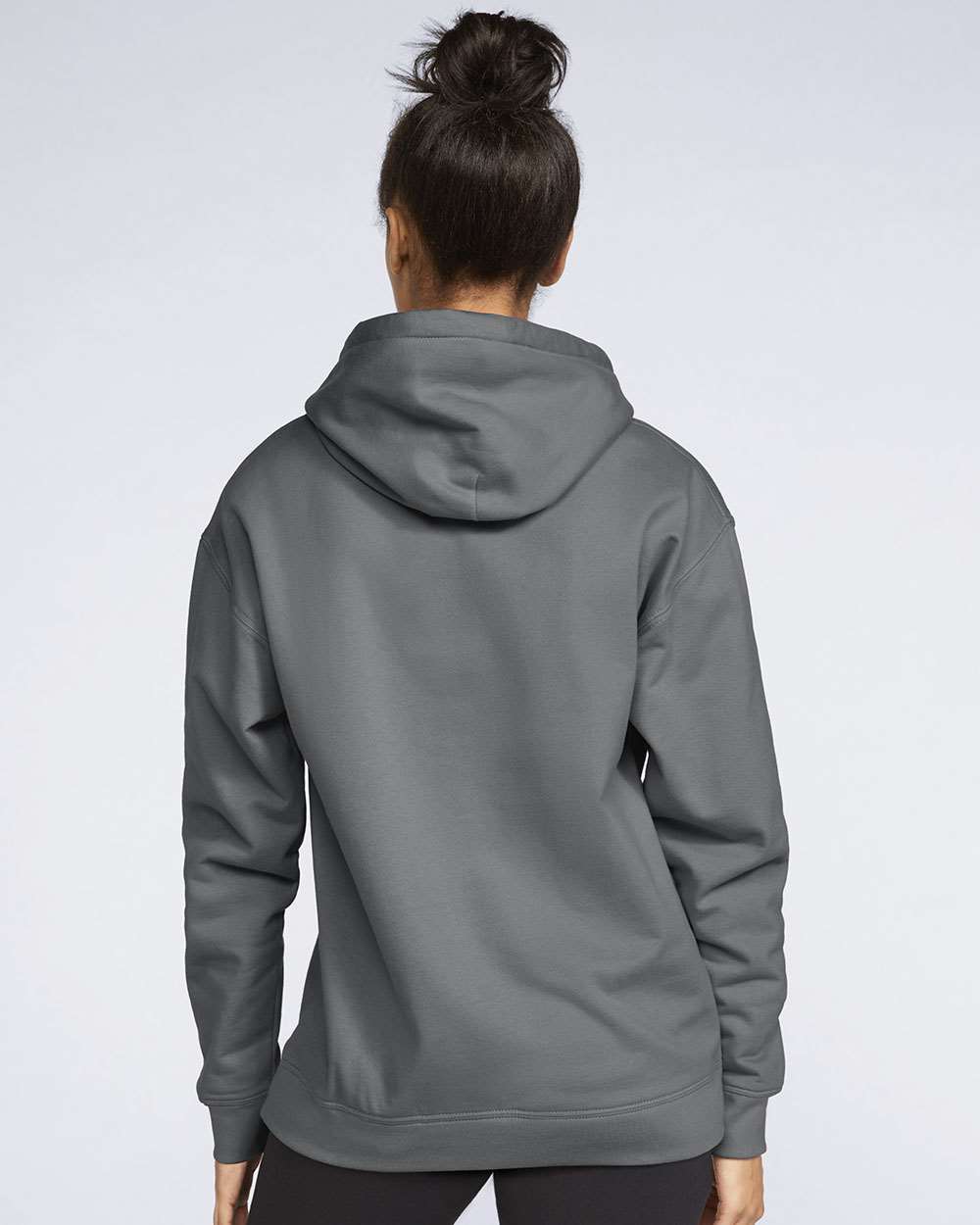 Unisex Softstyle® Midweight Hooded Sweatshirt - OnModelBack - B24160493 - Charcoal