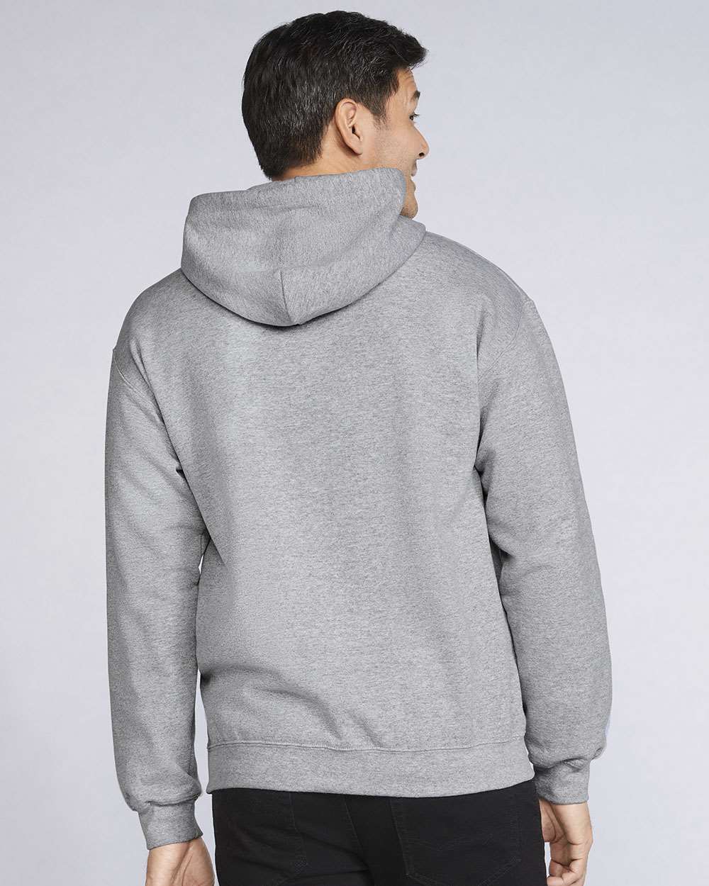 Unisex Softstyle® Midweight Hooded Sweatshirt - OnModelBack - B24160583 - Sport Grey