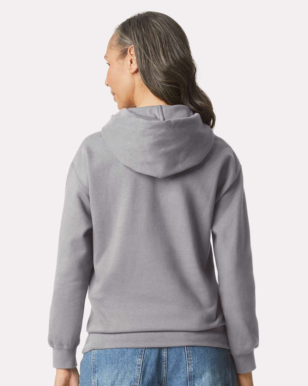 Unisex Softstyle® Midweight Hooded Sweatshirt - OnModelBack - B24160593 - Cement