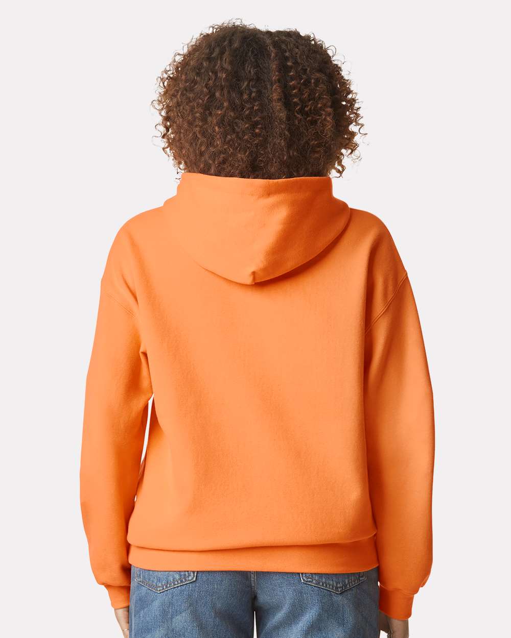 Unisex Softstyle® Midweight Hooded Sweatshirt - OnModelBack - B24160663 - Tangerine