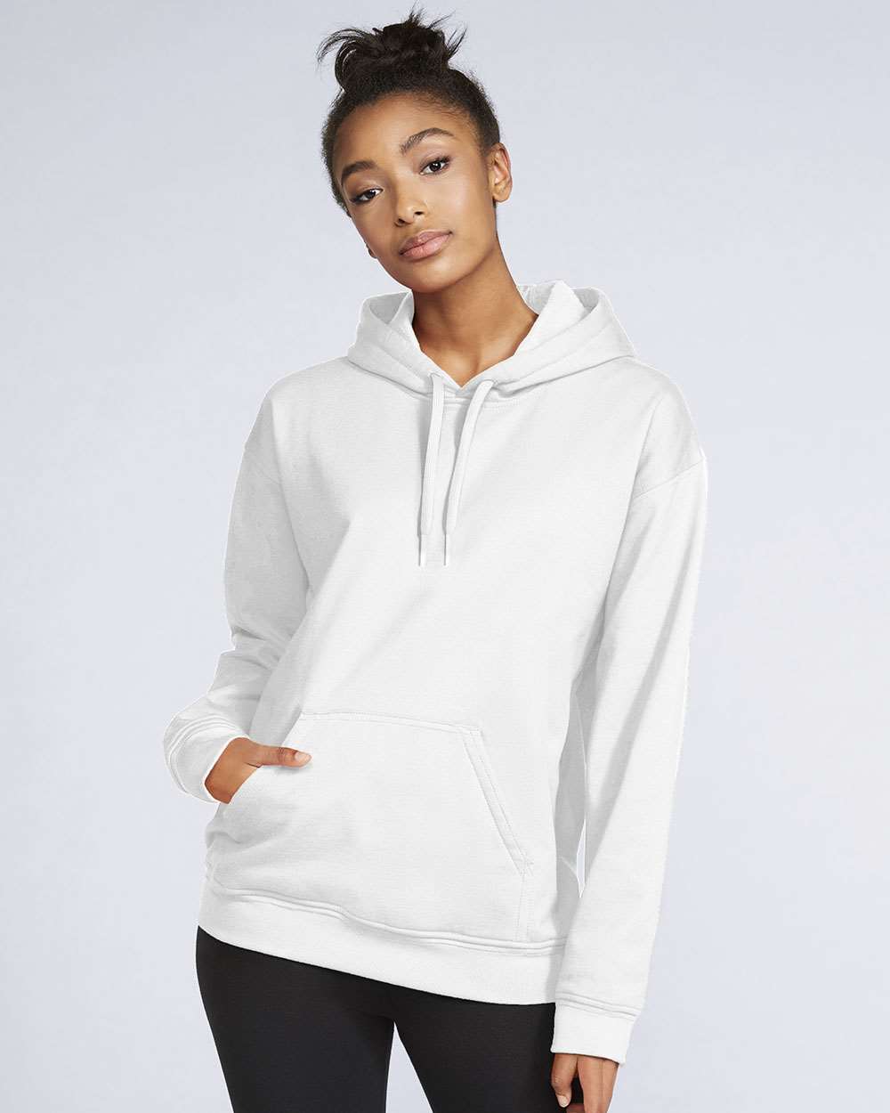Unisex Softstyle® Midweight Hooded Sweatshirt - OnModelFront - B24160003 - White