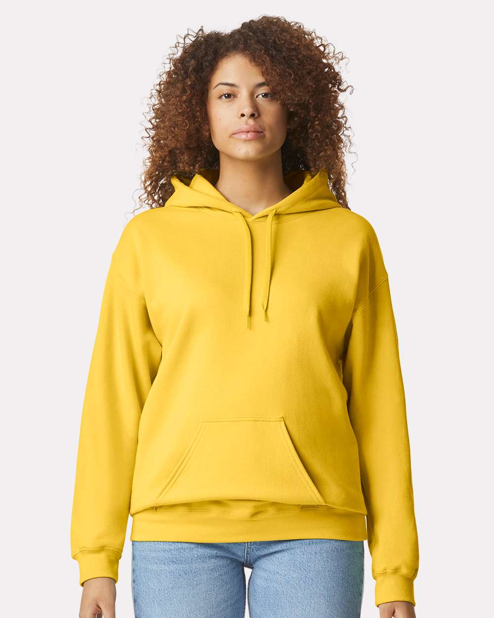 Unisex Softstyle® Midweight Hooded Sweatshirt - OnModelFront - B24160123 - Daisy