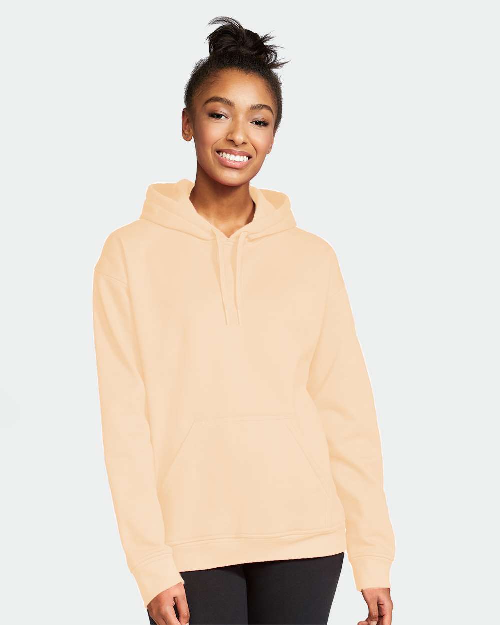 Unisex Softstyle® Midweight Hooded Sweatshirt - OnModelFront - B24160403 - Yellow Haze