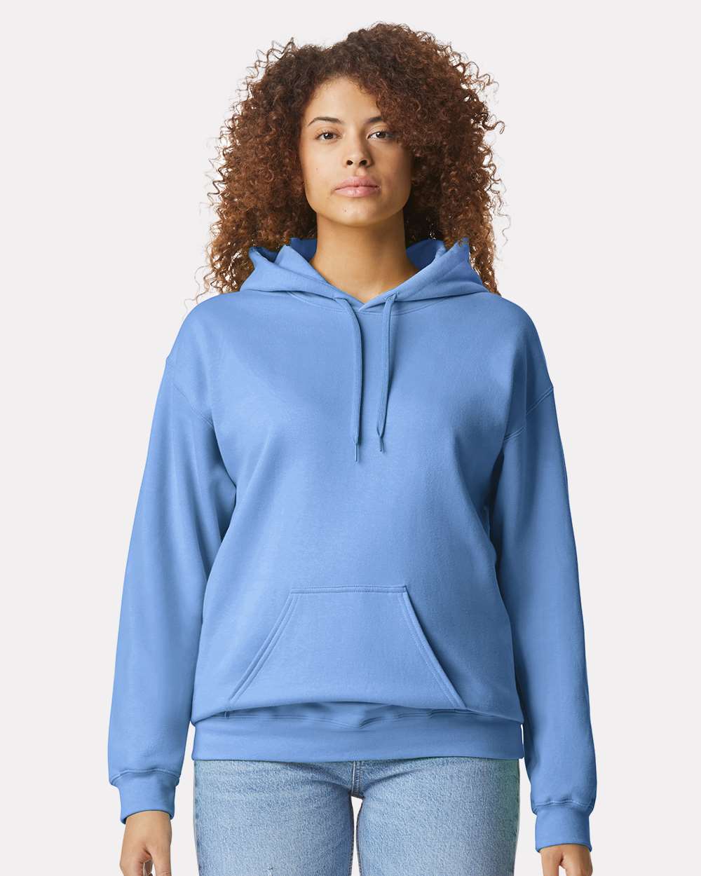 Unisex Softstyle® Midweight Hooded Sweatshirt - OnModelFront - B24160433 - Carolina Blue