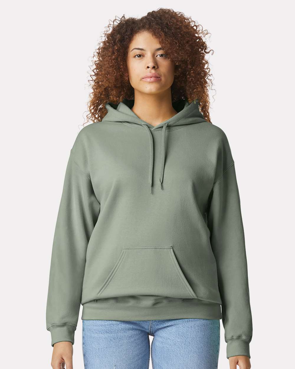 Unisex Softstyle® Midweight Hooded Sweatshirt - OnModelFront - B24160483 - Sage