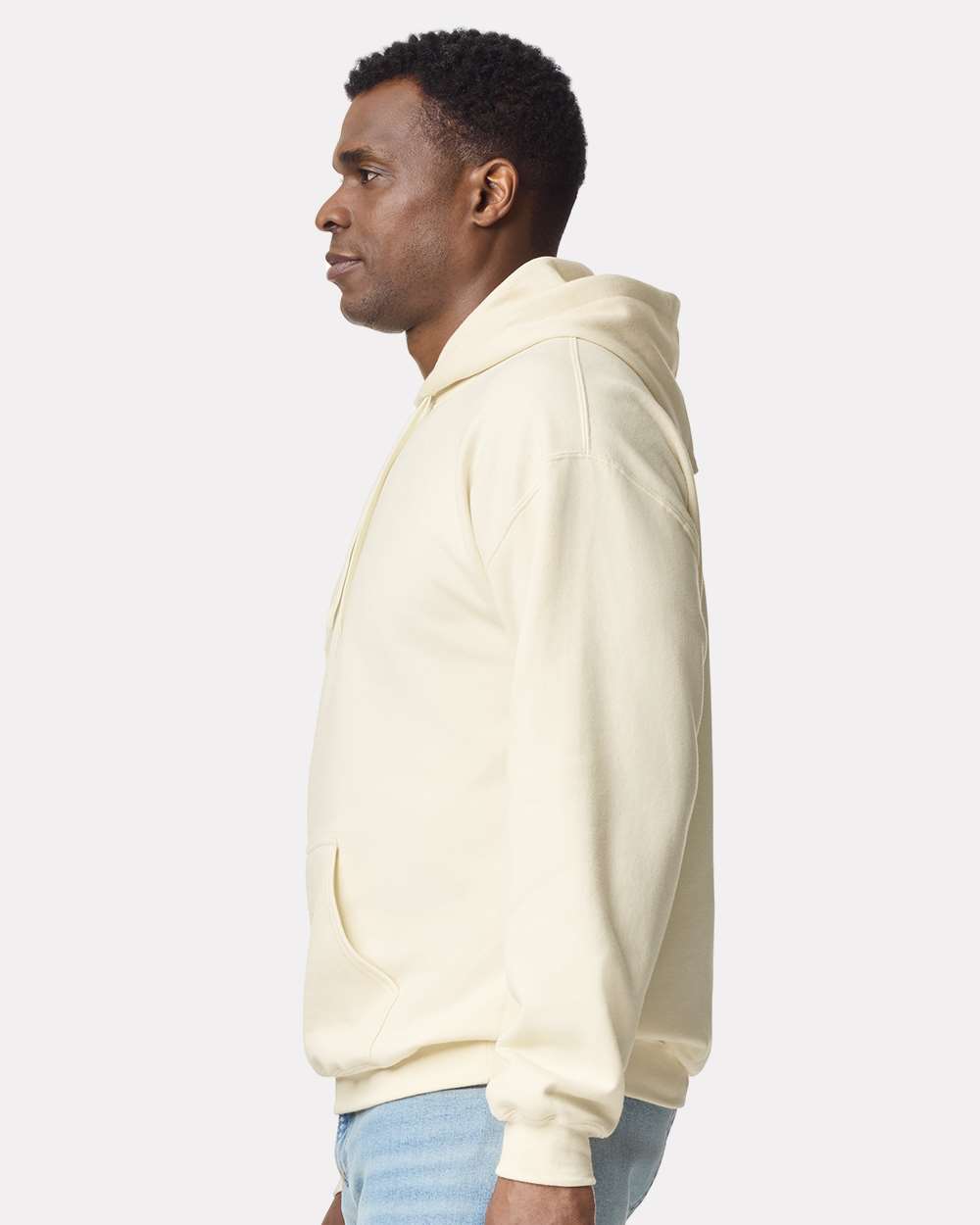 Unisex Softstyle® Midweight Hooded Sweatshirt - OnModelSide - B24160023 - Off White