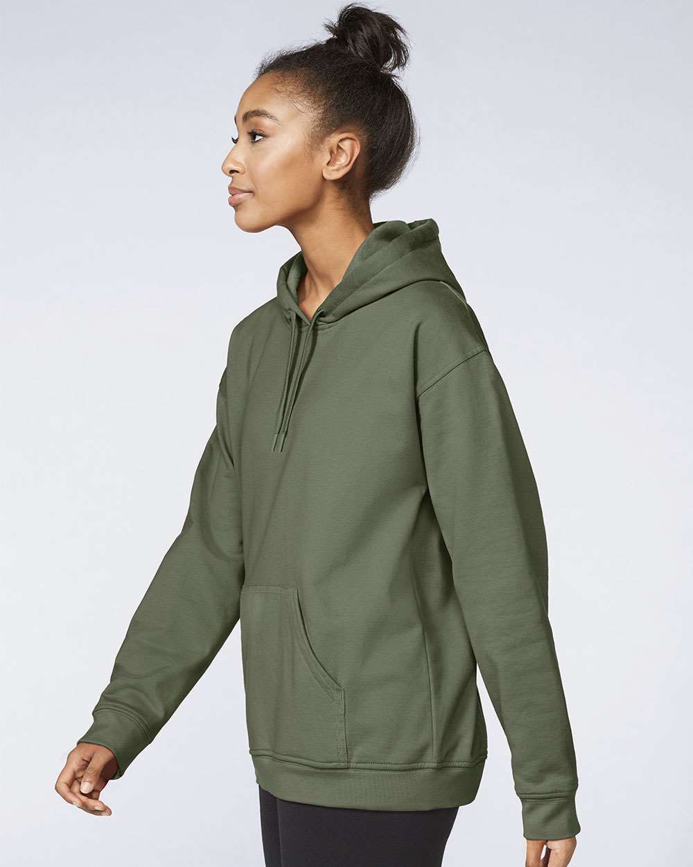 Unisex Softstyle® Midweight Hooded Sweatshirt - OnModelSide - B24160063 - Military Green