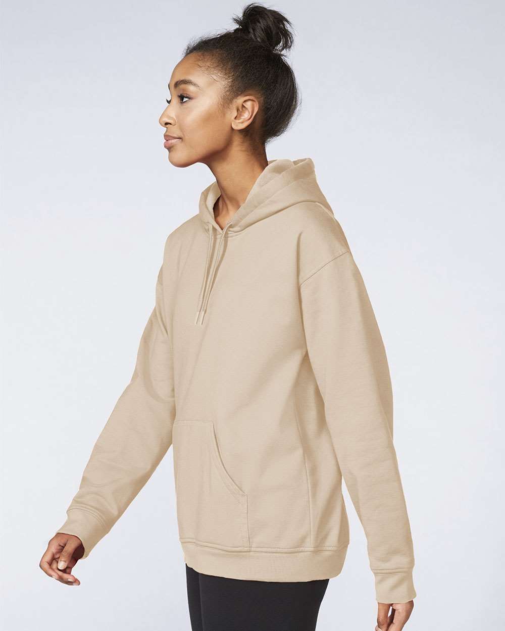 Unisex Softstyle® Midweight Hooded Sweatshirt - OnModelSide - B24160243 - Sand