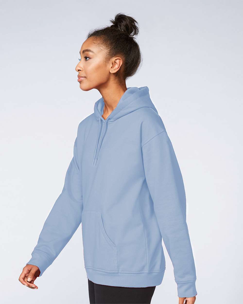 Unisex Softstyle® Midweight Hooded Sweatshirt - OnModelSide - B24160253 - Stone Blue