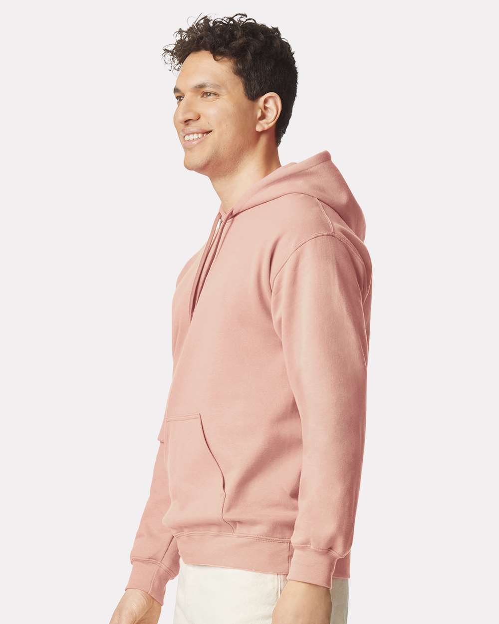 Unisex Softstyle® Midweight Hooded Sweatshirt - OnModelSide - B24160323 - Dusty Rose